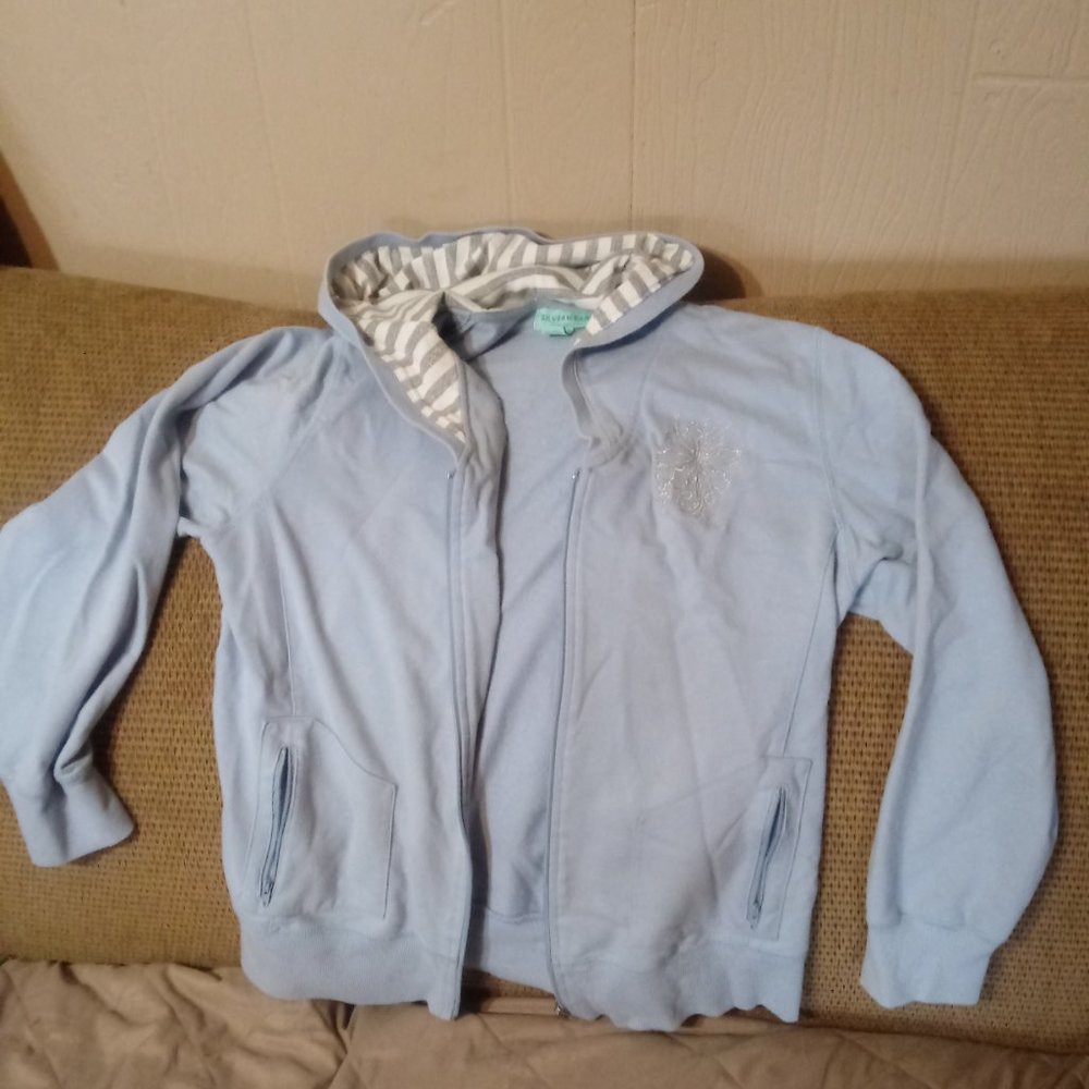 HOODIE Jr's XL Light Blue Ladies Zip-Up Hoodie